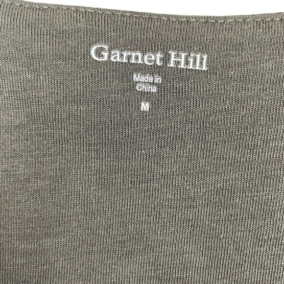 Garnet Hill Olive Green Embroidered Floral‎ 3/4 Sleeve Tunic Top Size M - Picture 2 of 7